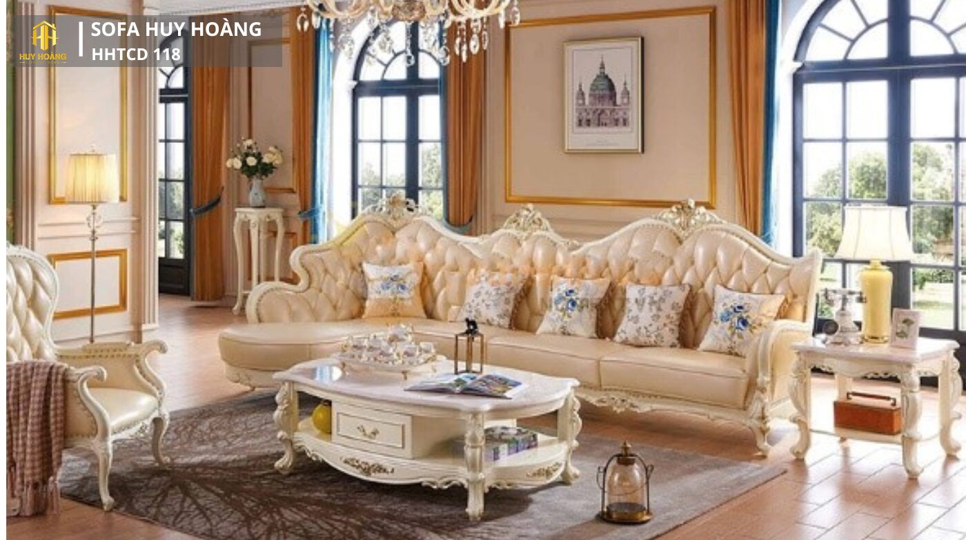 sofa tân cổ điển HHTCD 118 da Ý sofa tân cổ điển HHTCD 118