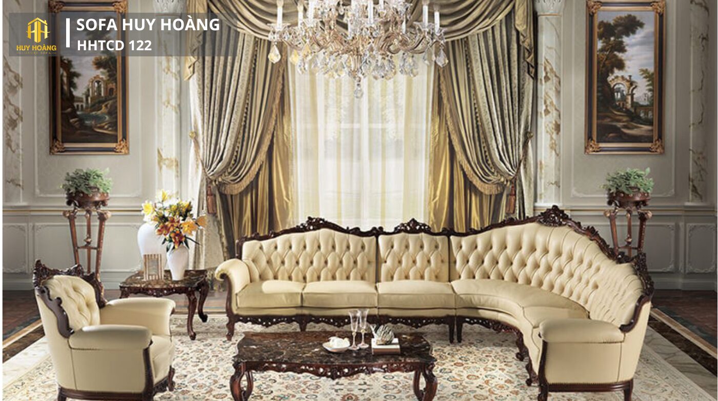 sofa tân cổ điển HHTCD 122 da Ý sofa tân cổ điển HHTCD 122