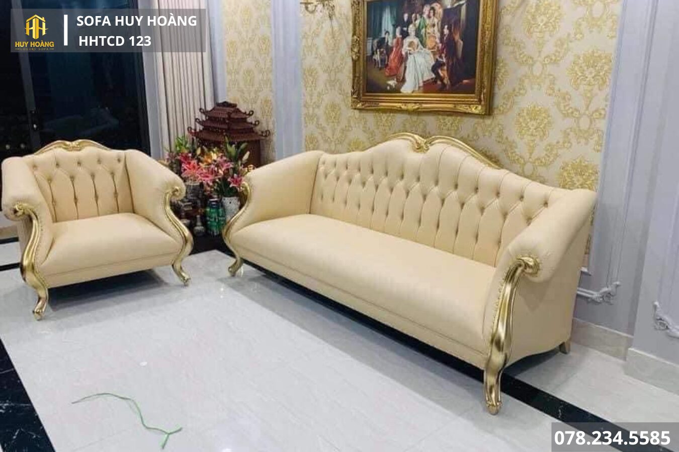 Sofa tân cổ điển HHTCD 123 Sofa tân cổ điển HHTCD 123 màu trắng