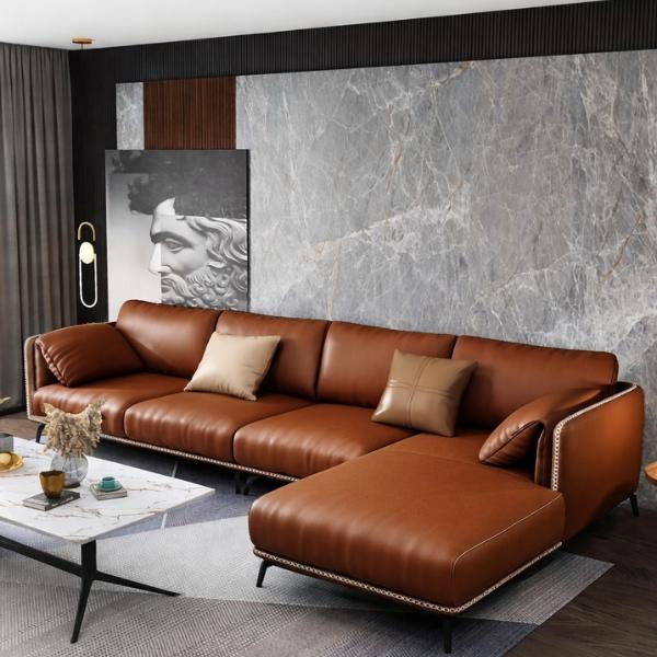 Cận cảnh chất liệu cao cấp và đường may tinh tế của sofa góc HHL 327 Vua Sofa