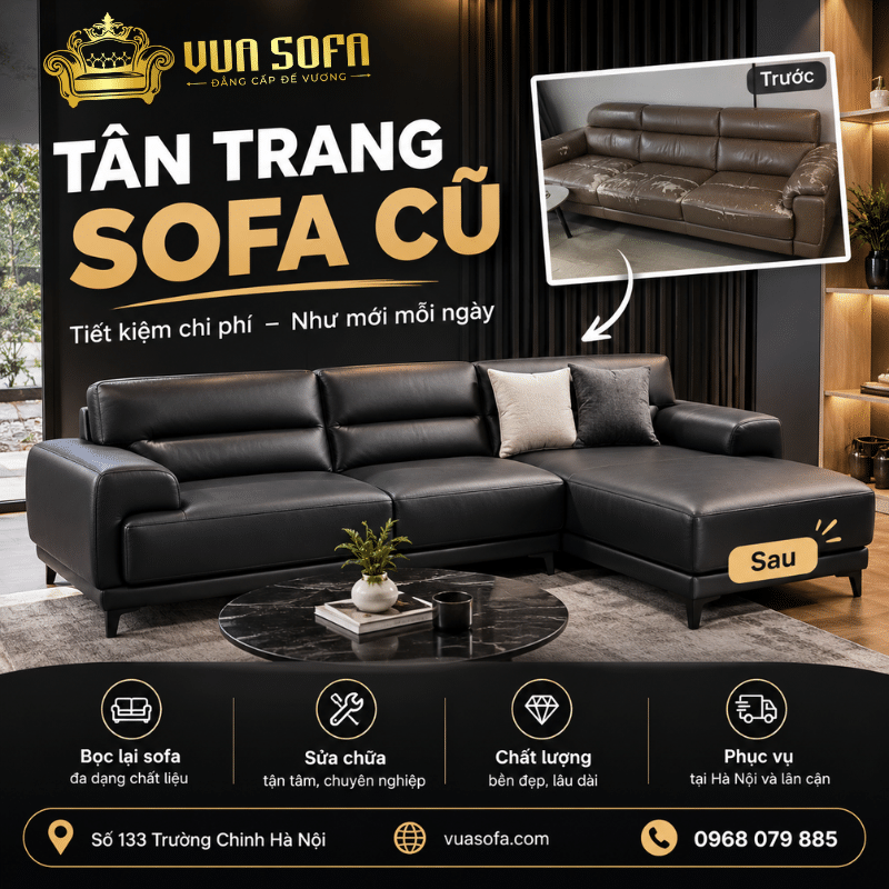 Khi tân trang sofa cũ, khách hàng có thể lựa chọn bọc lại da, simili, vải, nỉ hoặc kết hợp thay mút đệm tùy theo tình trạng thực tế