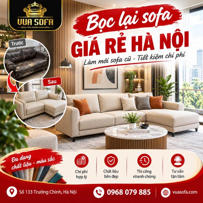 Bọc lại sofa giá rẻ Hà Nội